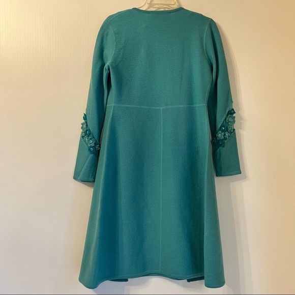 Stunning Unique Knitwear Dress & Jacket Set Small Turquoise Floral - Picture 6 of 11